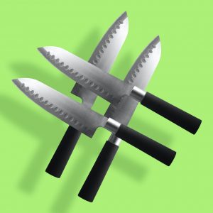 four black kitchen knives